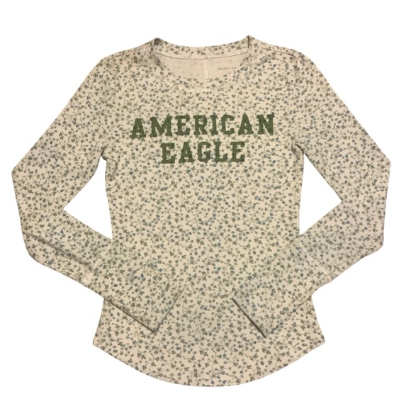 American Eagle Outfitters Floral Print Long Sleeve Waffle T-Shirt/ Size S - Picture 8 of 12